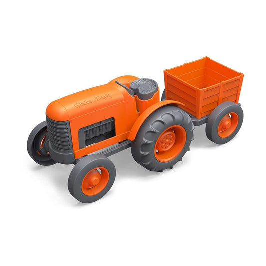 Green Toys Recycled Plastic Tractor & Orange Cart Toy