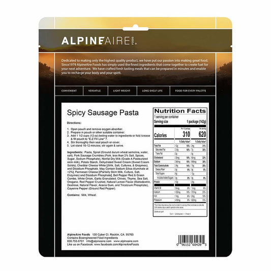 Alpineaire Spicy Sausage Pasta Instant Meal