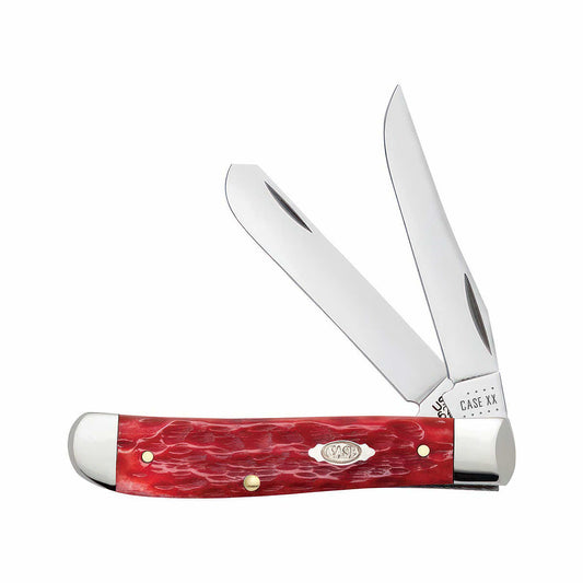 Peach Seed Jig Dark Red Bone Mini Trapper Knife