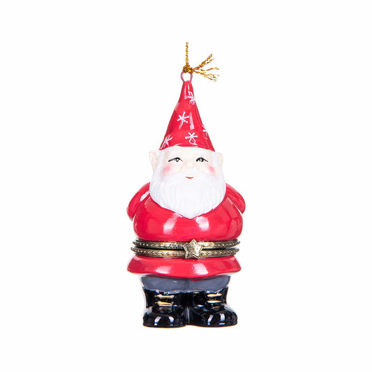 Bandwagon Christmas Gnome Porcelain Ornament