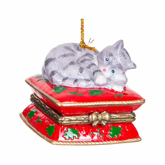 Bandwagon Napping Kitten Porcelain Ornament