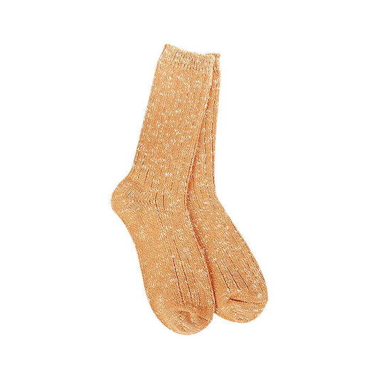 Color swatch for World's Softest Women's Cotton Slub Marled Crew Socks in Coffee