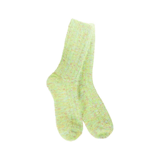 World's Softest Women's Ragg Feather Crew Socks Lemon Lime