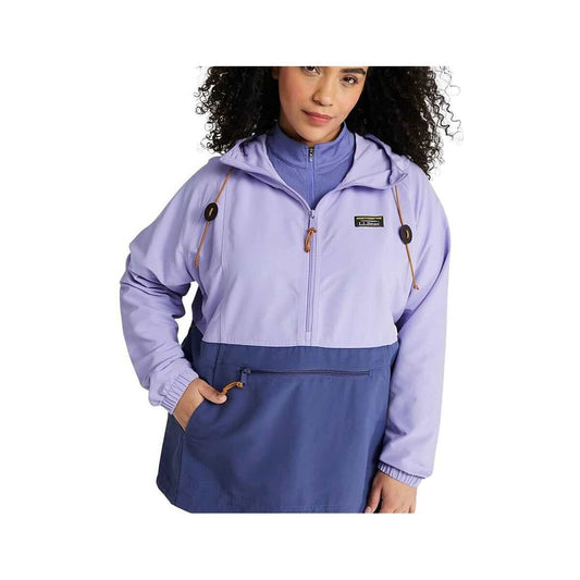 L.L.Bean Women's Mountain Classic Colorblock Anorak Jacket - Curvy  Frenchlilac