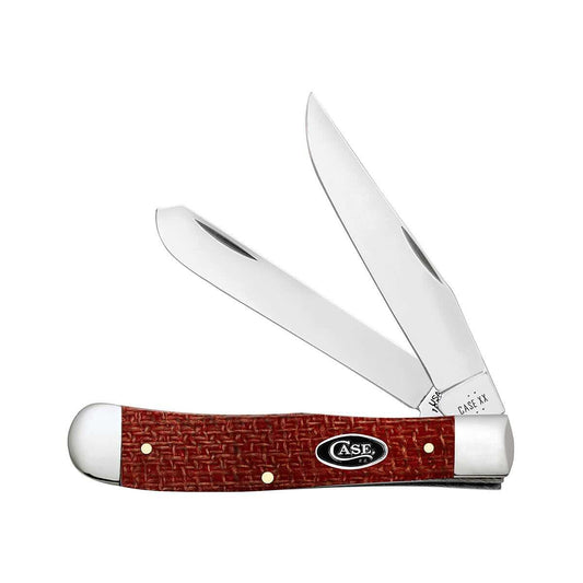 Smooth Dark Red Burlap Micarta CS Trapper Knife