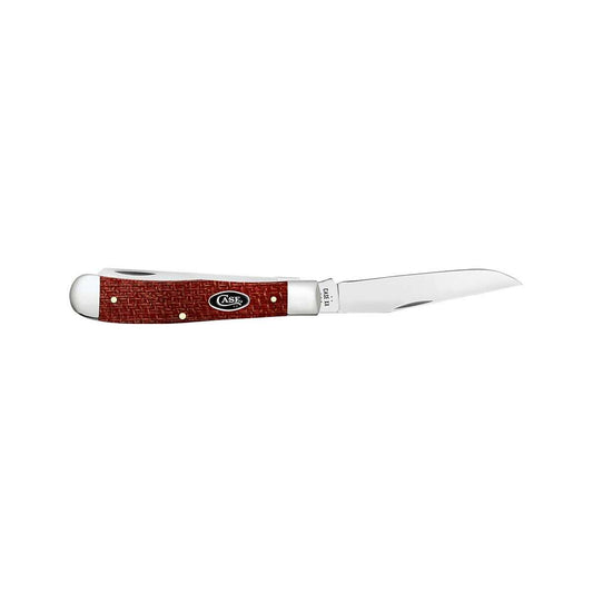 Smooth Dark Red Burlap Micarta CS Trapper Knife