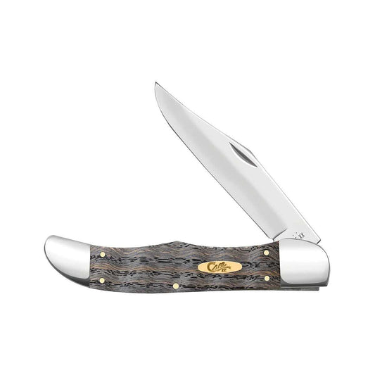 Smooth Black Curly Oak Folding Hunter Knife