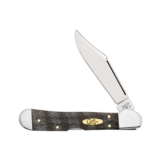 Smooth Black Curly Oak Wood Mini CopperLock Knife