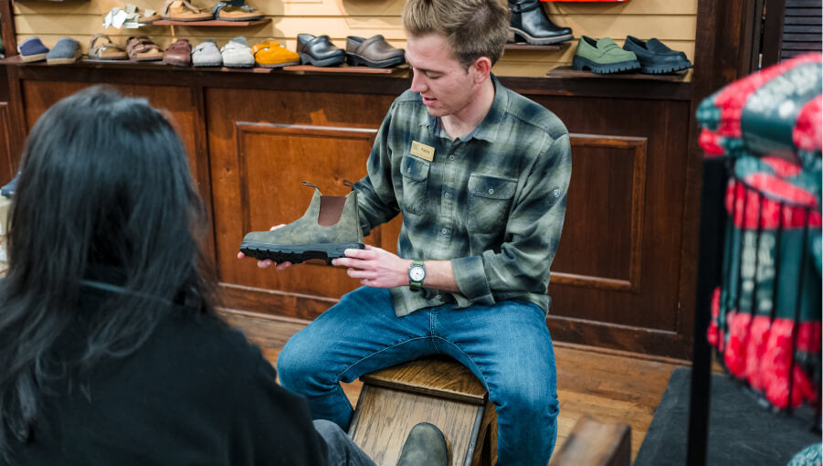 Employee interacting with guest