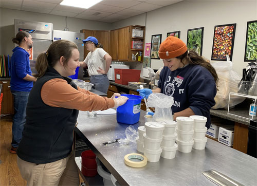 Anna & Thalia packing soup bowls