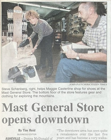 Partial image of the article from the Asheville Citizen Times the day after opening day, published May 13, 1999