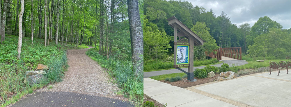 The Middle Fork Greenway Parking area off Highway 321. This is a project of the Blue RIdge Conservancy.