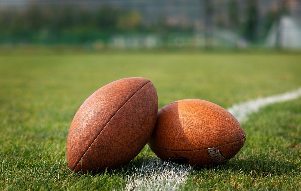 Footballs on a gridiron