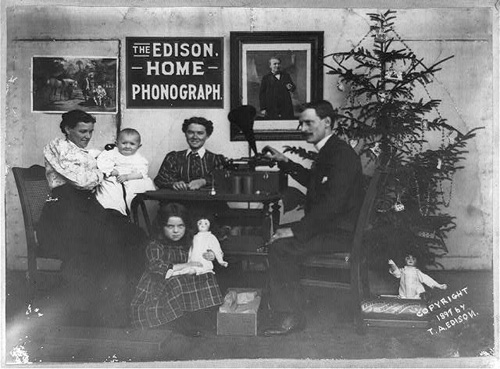 Edison Home Phonograph with Christmas tree from the Library of Congress, 1897