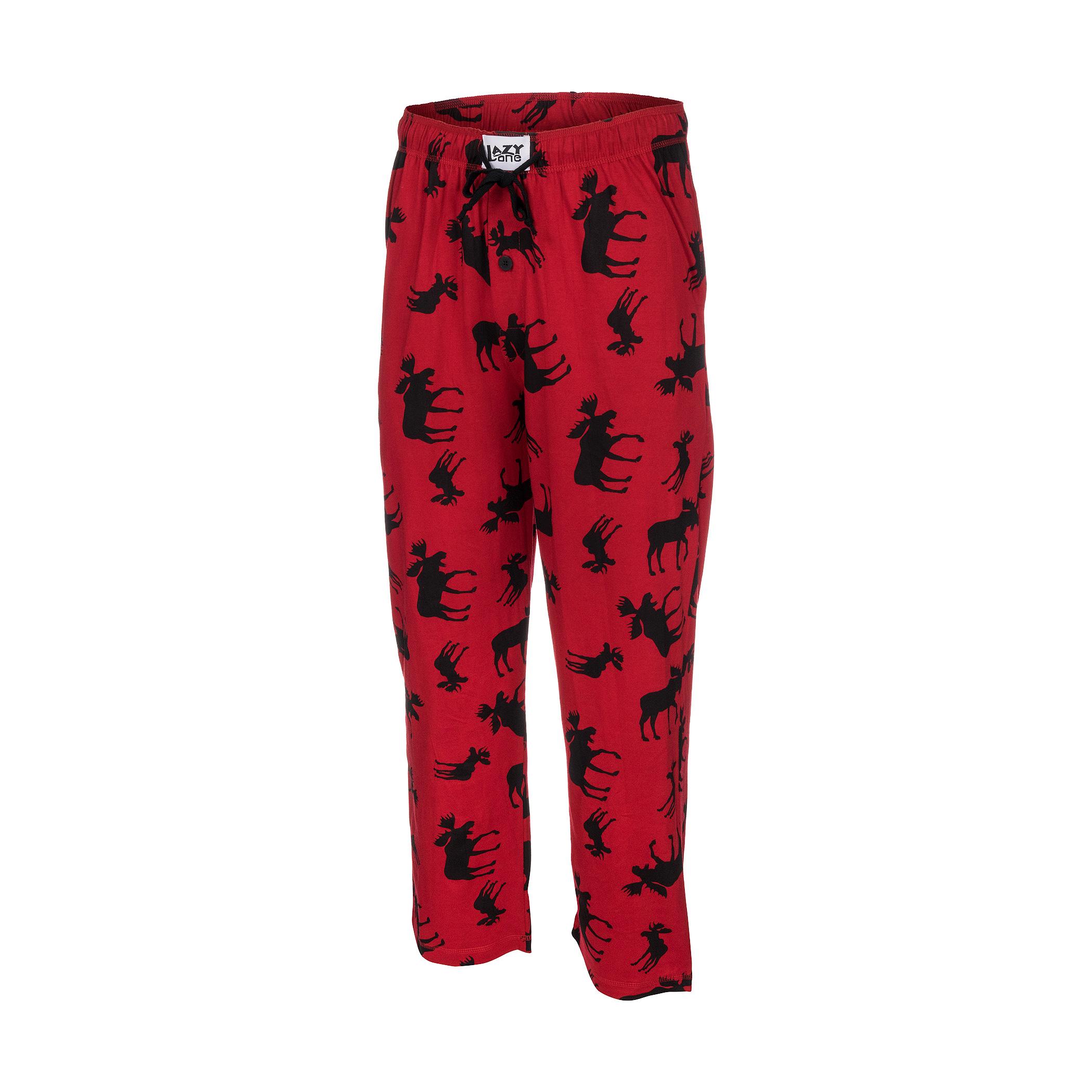 Unisex Pocket Pajama Bottom Red White Black Plaid Cotton Christmas
