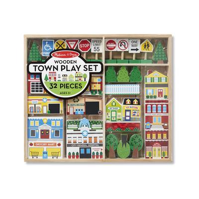 wooden town play set