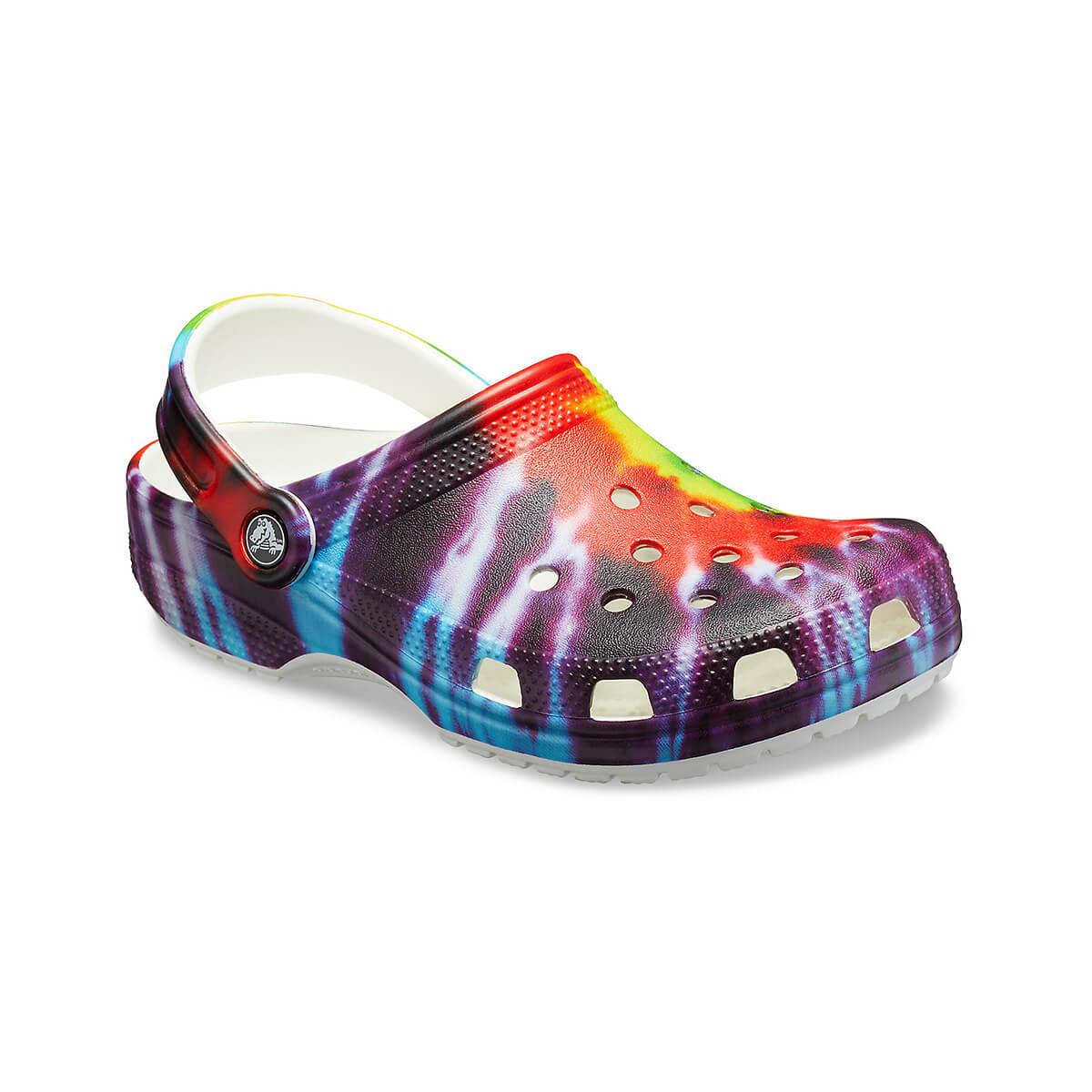 tie dye crocs with charms