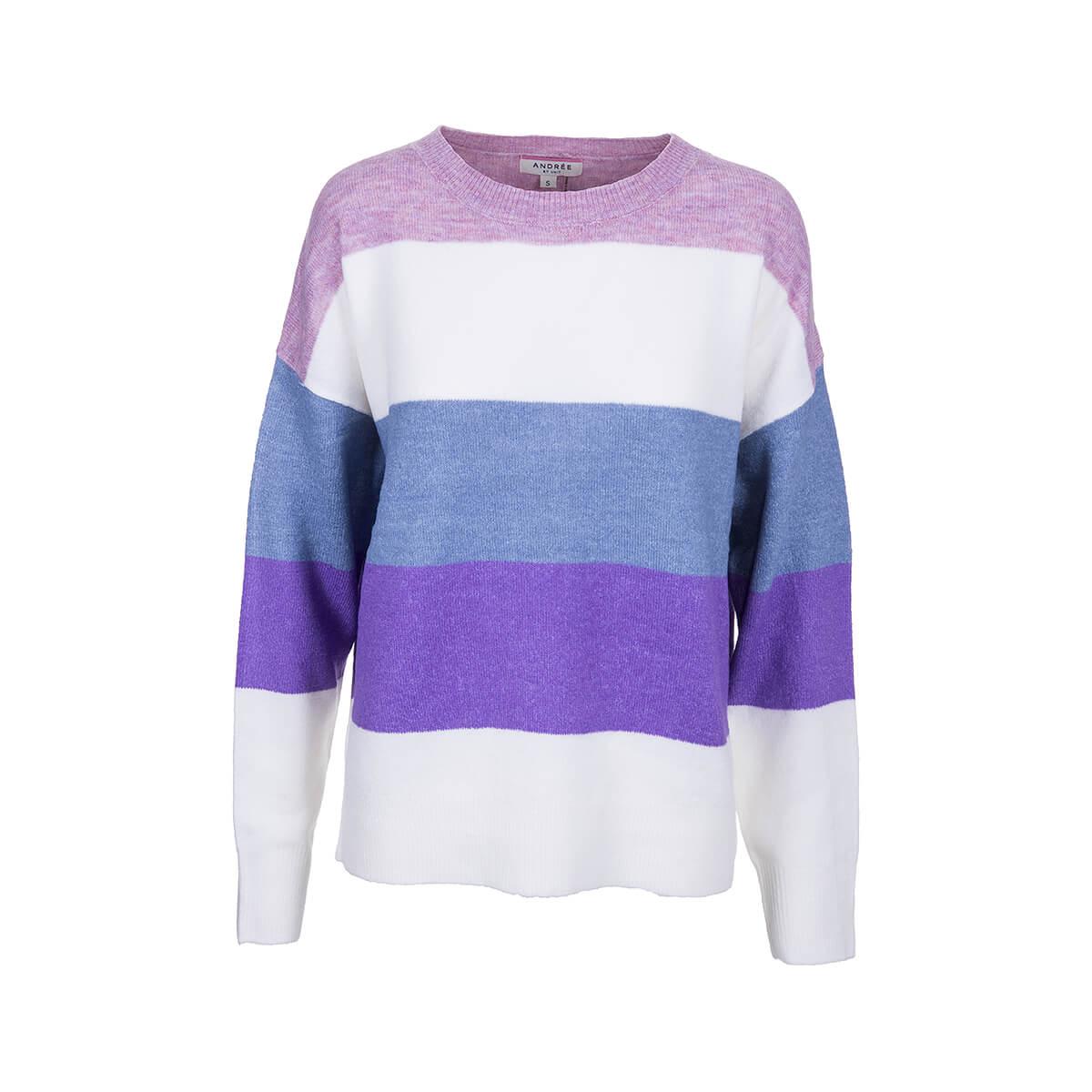 ANDREE BY UNIT | Women's Pleasant Purple Big Stripe Sweater