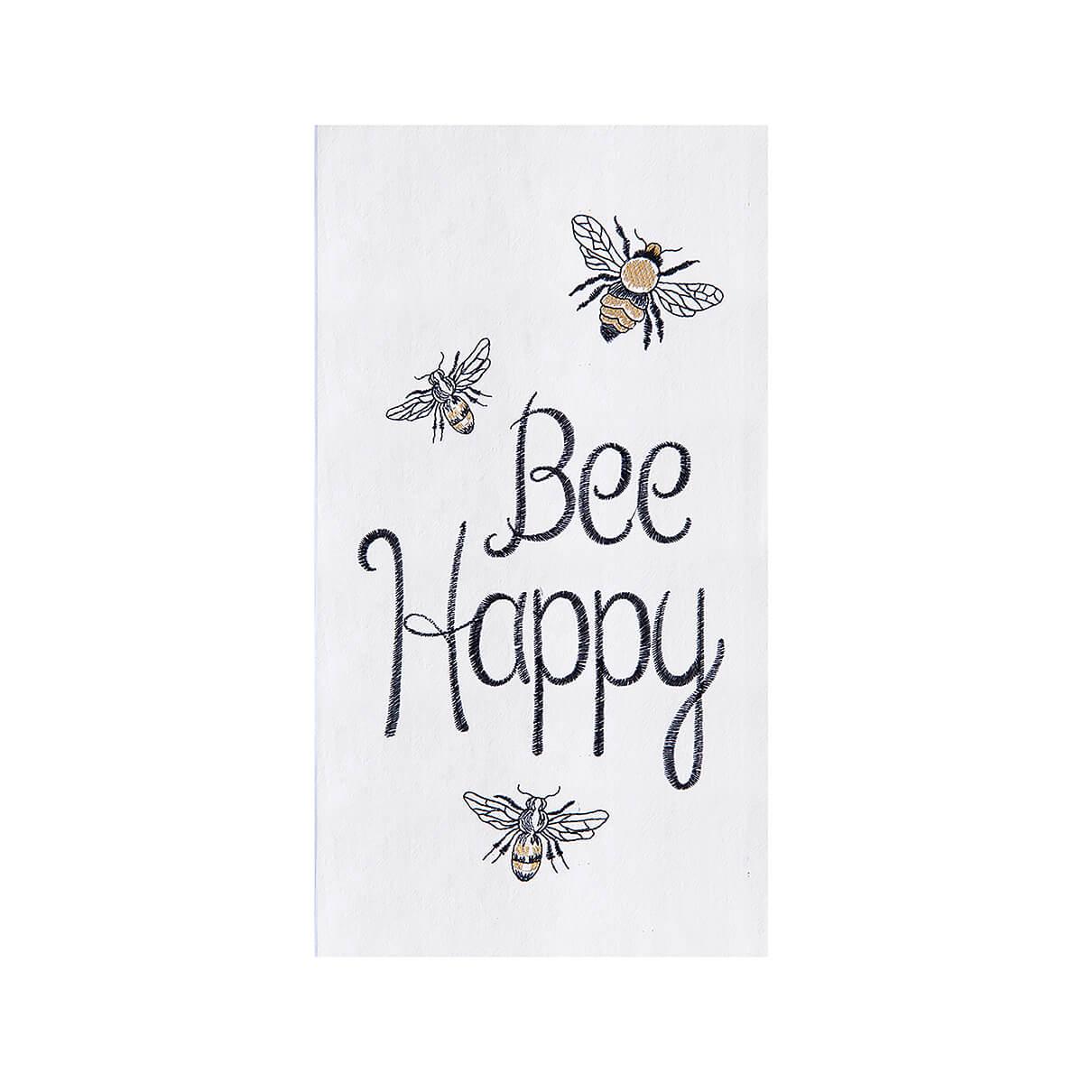 Flour Sack Embroidered Bee Tea Towel