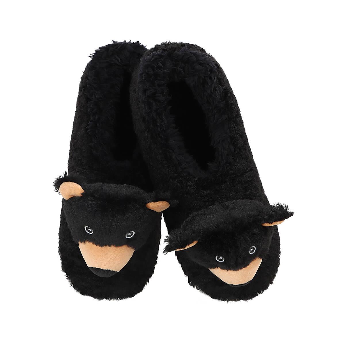 MENS BOYS NOVELTY FLUFFY WARM GIFT DOG FACE 3D SLIPPERS MULES BOOTS SIZE