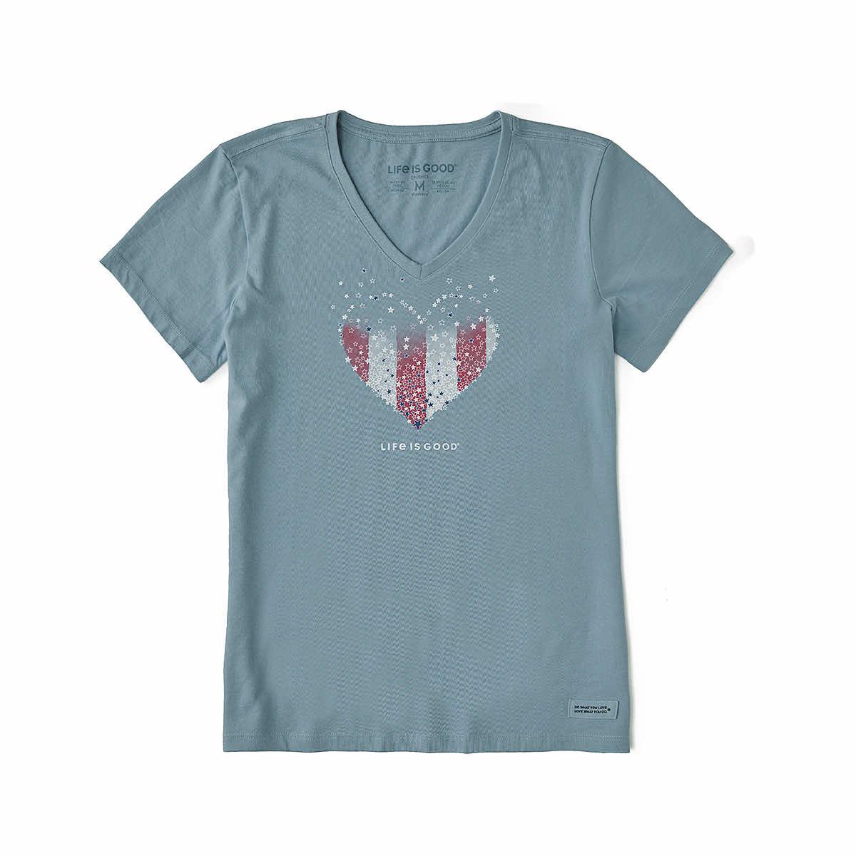 Mast General Store | Women's Heart Stars And Stripes V-Neck Short ...