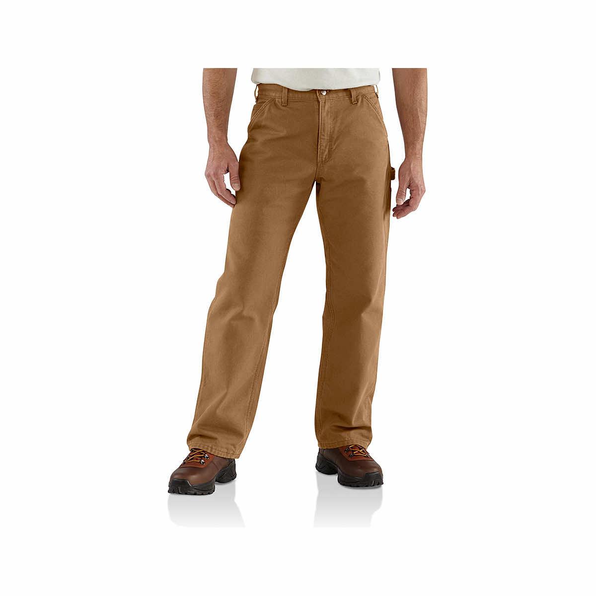 Men's Loose Fit Washed Duck Flannel-Lined Utility Work Pants