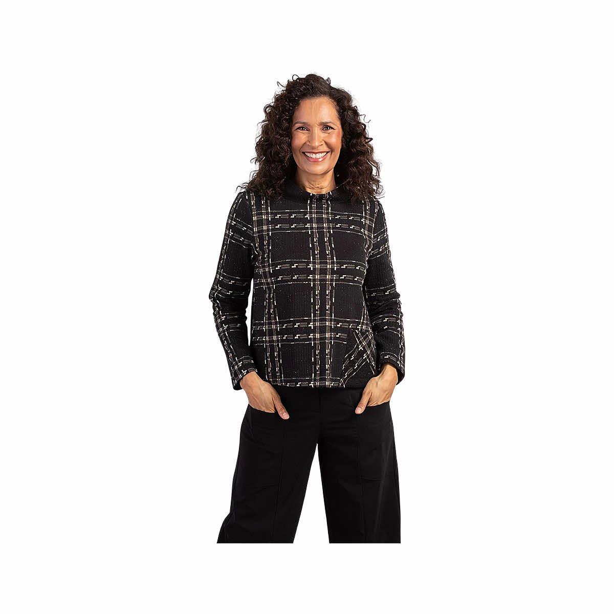 Women's Windowpane Plaid Speckled Pullover