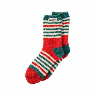 Christmas Elf Socks, Holiday Striped Crew Socks for Men and Women (Unisex, 2 Pairs)