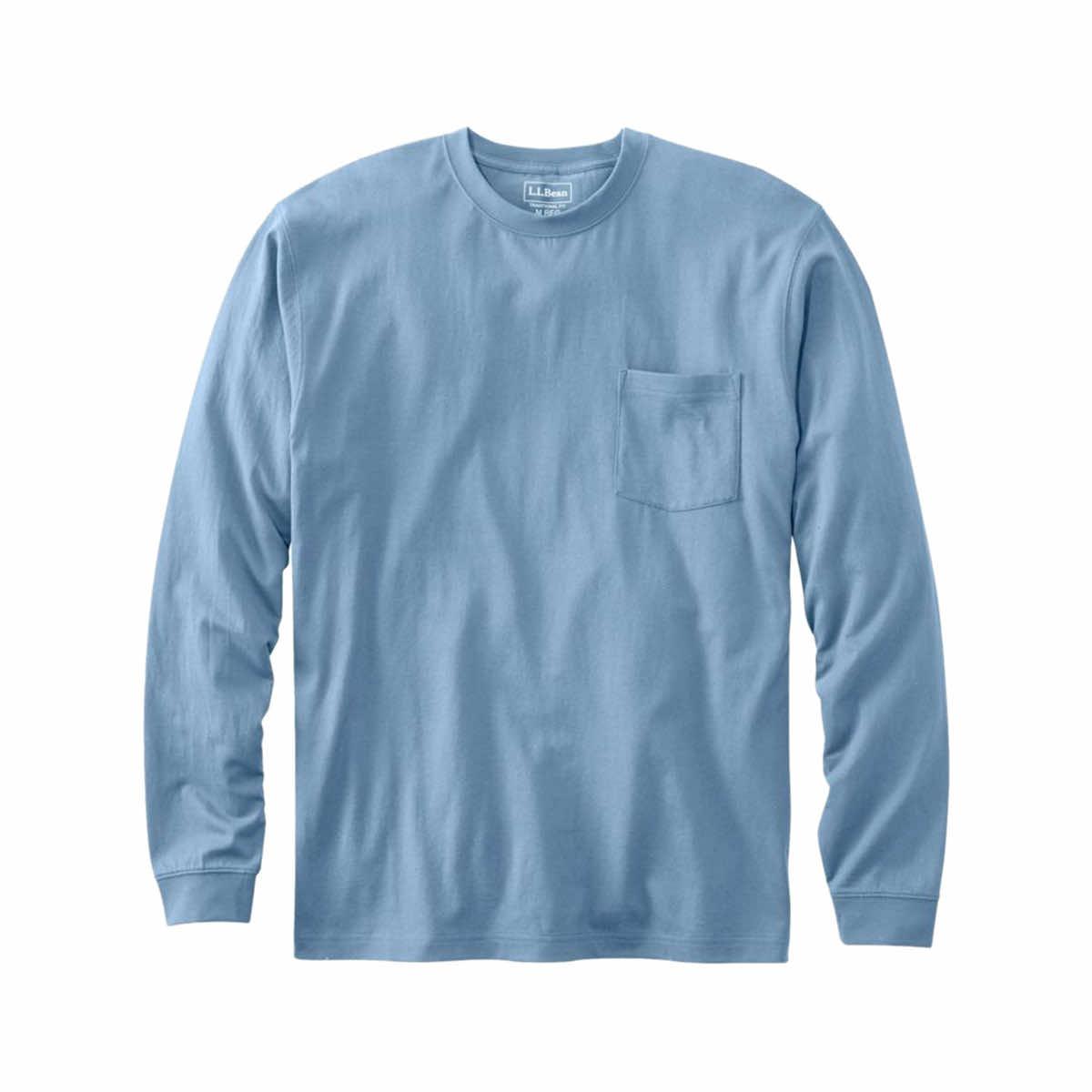 Men's Carefree Unshrinkable Long Sleeve Pocket T-Shirt