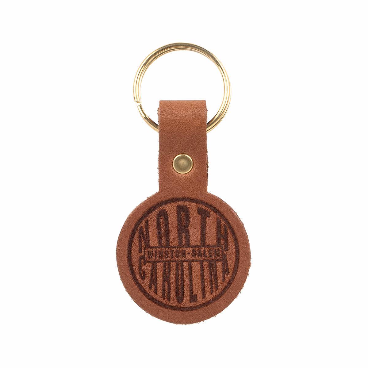 Winston-Salem Round Leather Keychain