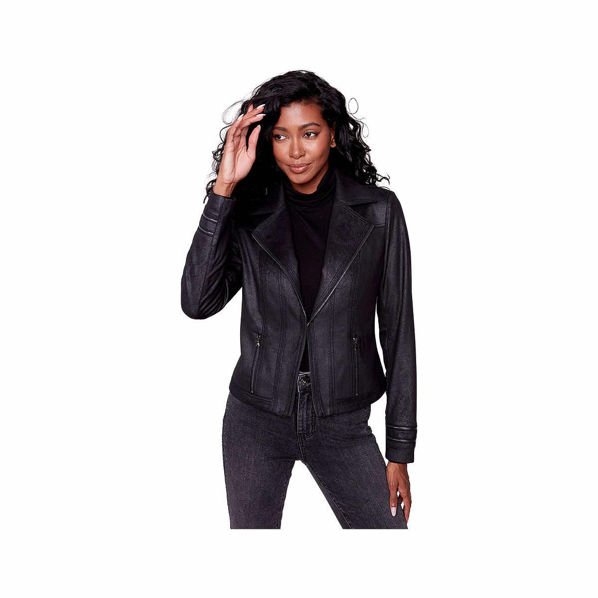 Kuhl Womens Turtleneck Full Zip Canvas Moto Jacket Gray Size