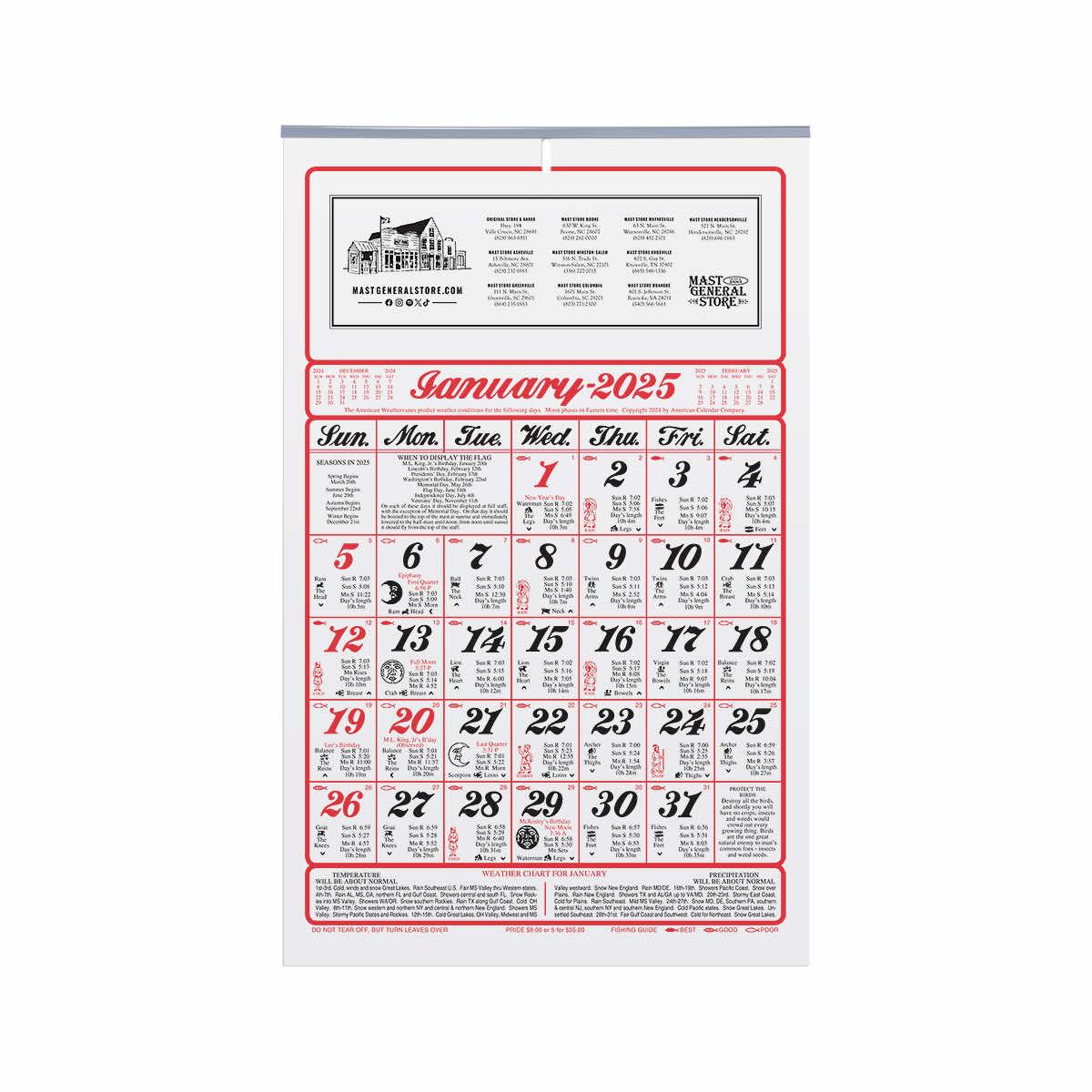 2025 Mast General Store White Calendar