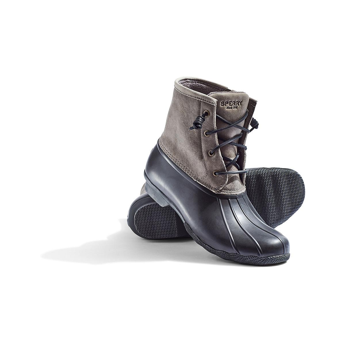 sperry duck boots gray and black