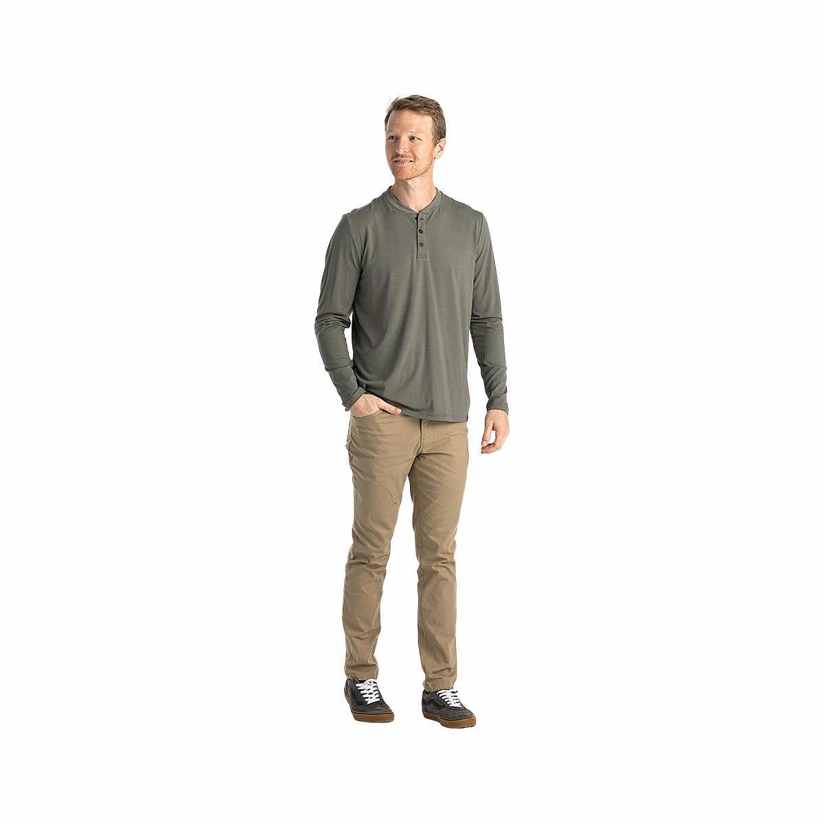 Free Fly Bamboo Flex Long Sleeve Pocket Tee - Men's XL Fatigue